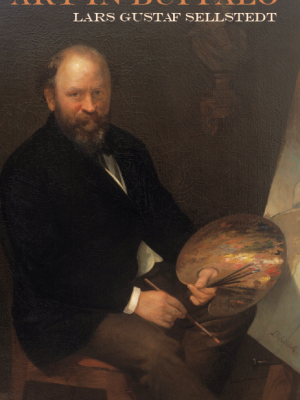 This cover is a portrait of Lars Gustaf Sellstedt. He has a painting pallette in his hand and is turned towards the viewer, while sitting down.